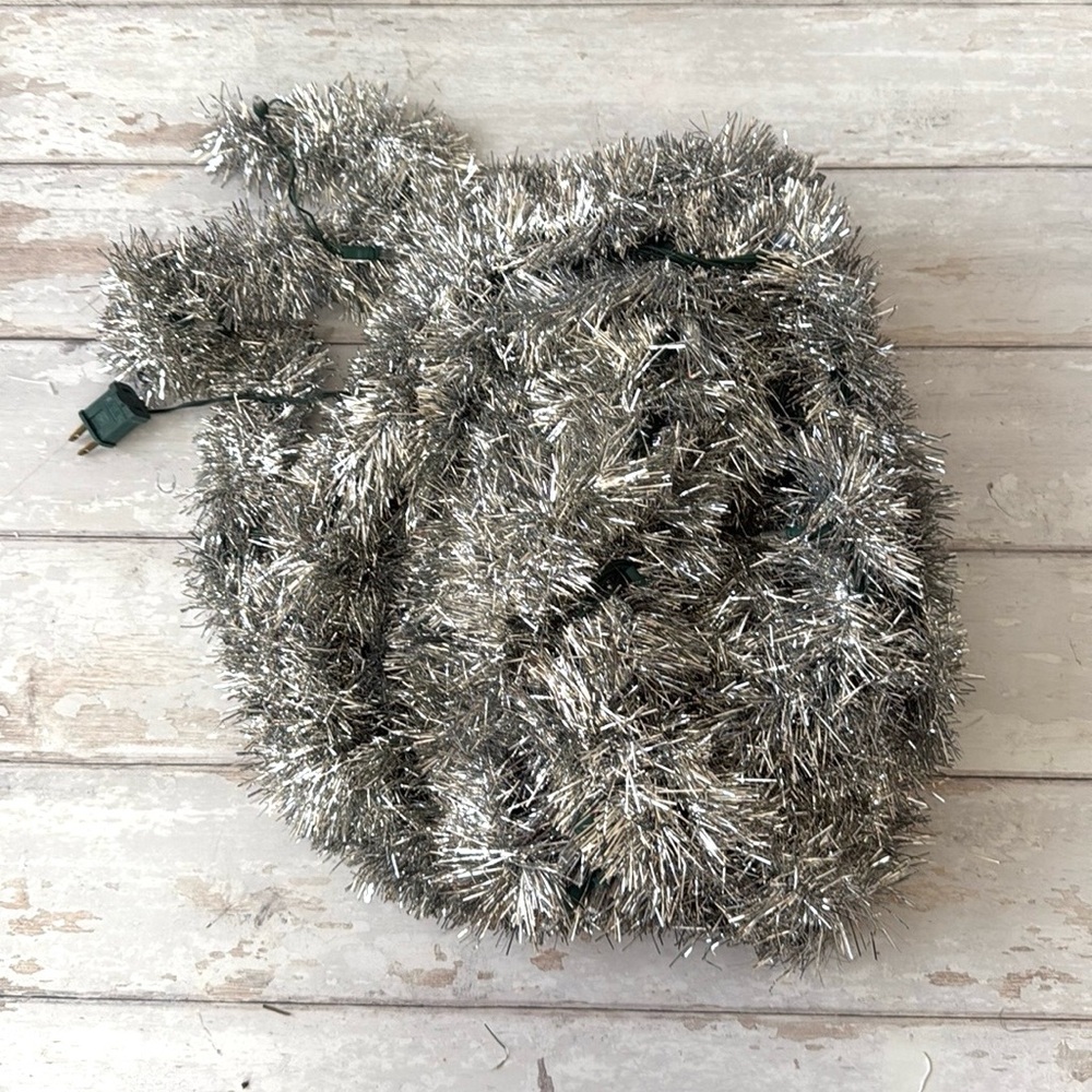 Christmas Lights 12ft String Lights in Silver Tincel Holiday Decor Decorations